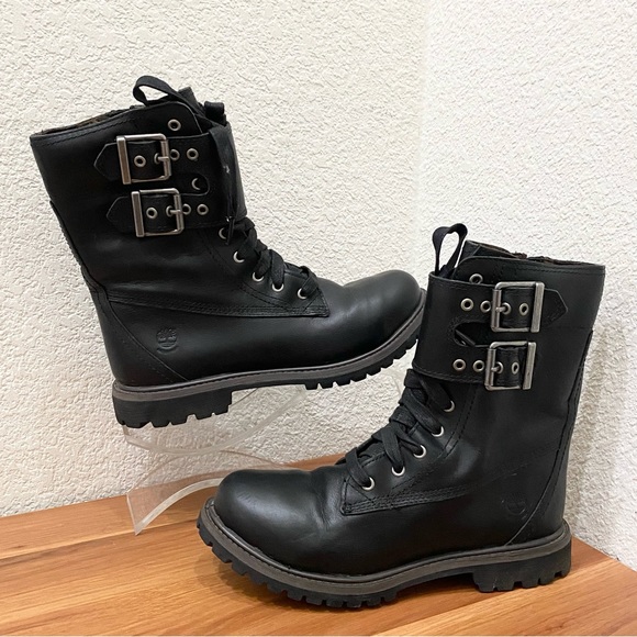 TIMBERLAND Earthkeepers 8238A Double Buckle Strap Black Leather Boots Size 7M - Picture 6 of 16